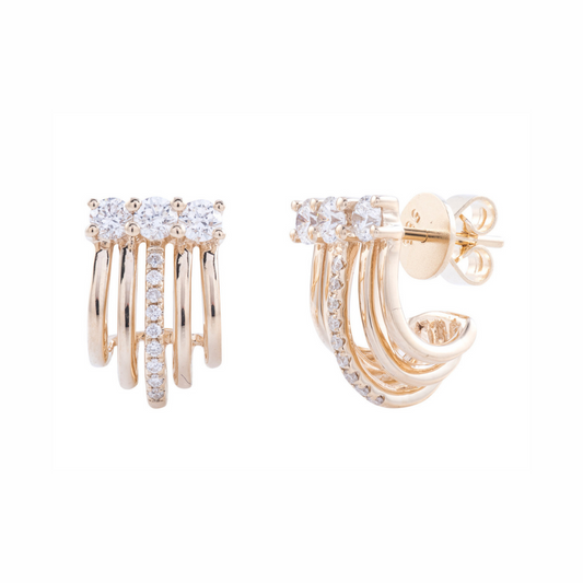 Scooped 14K Gold Diamond Earrings